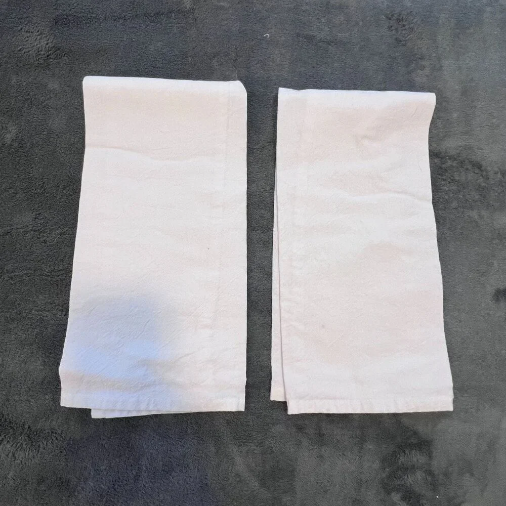 Set Of 2 Kitchen Towels With Cooking Quotes 100% Cotton White 26